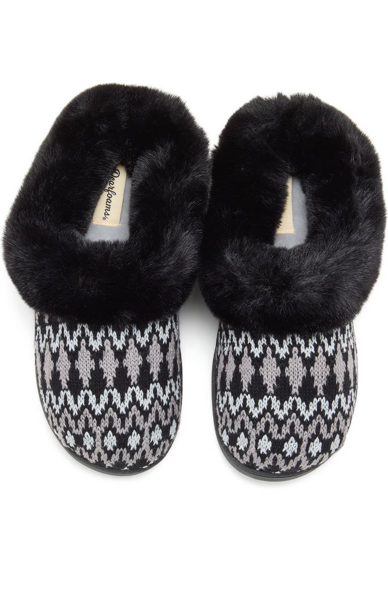DEARFOAMS Hannah Festive Knit Clog Slipper, Alternate, color, Black Combo