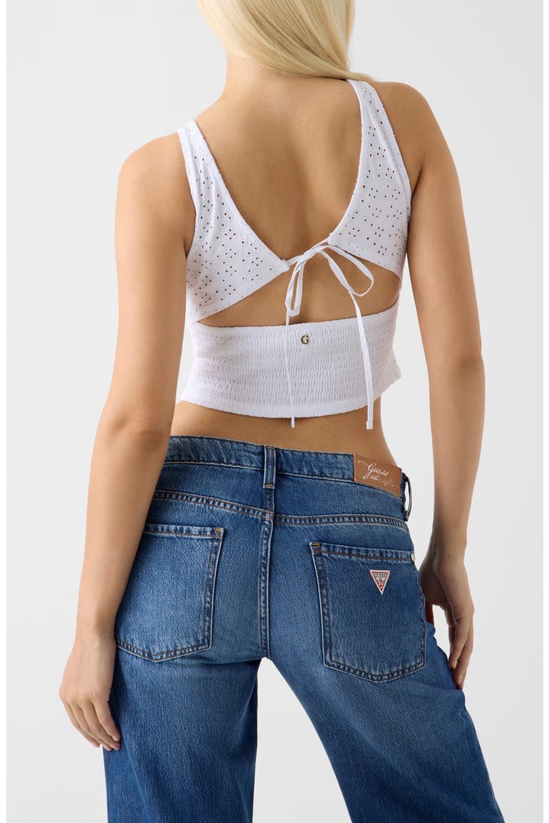 Amaya Eyelet Cutout Crop Tank, Alternate, color, WHITE