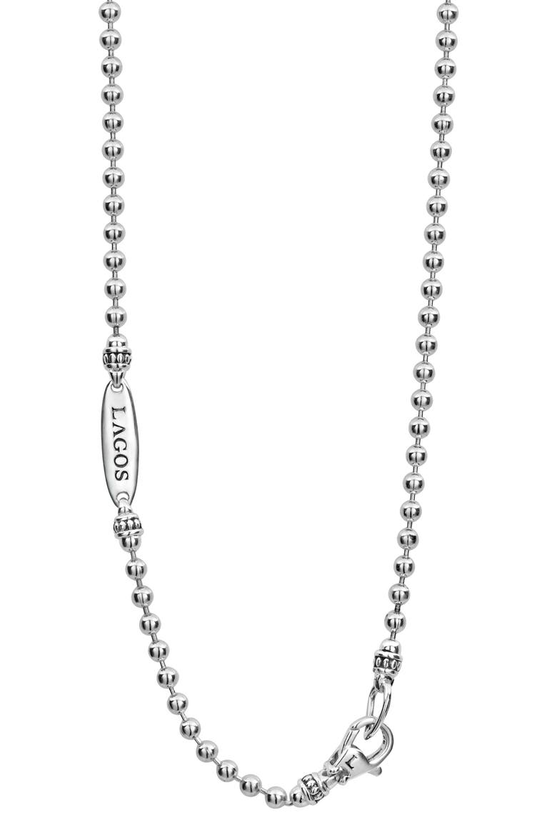 Caviar Talisman Beaded Band Ball Pendant Necklace, Alternate, color, SILVER/ 18K GOLD