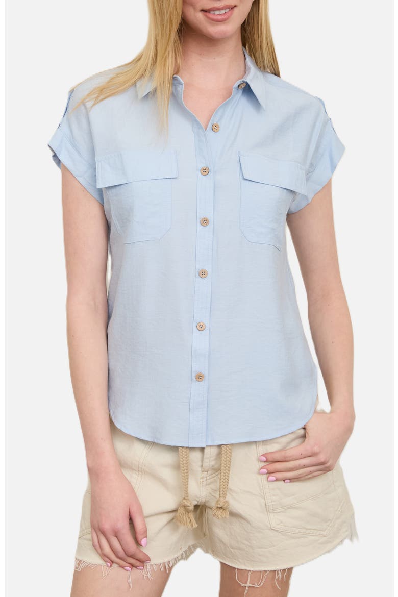 Button Front Shirt, Main, color, ICE BLUE