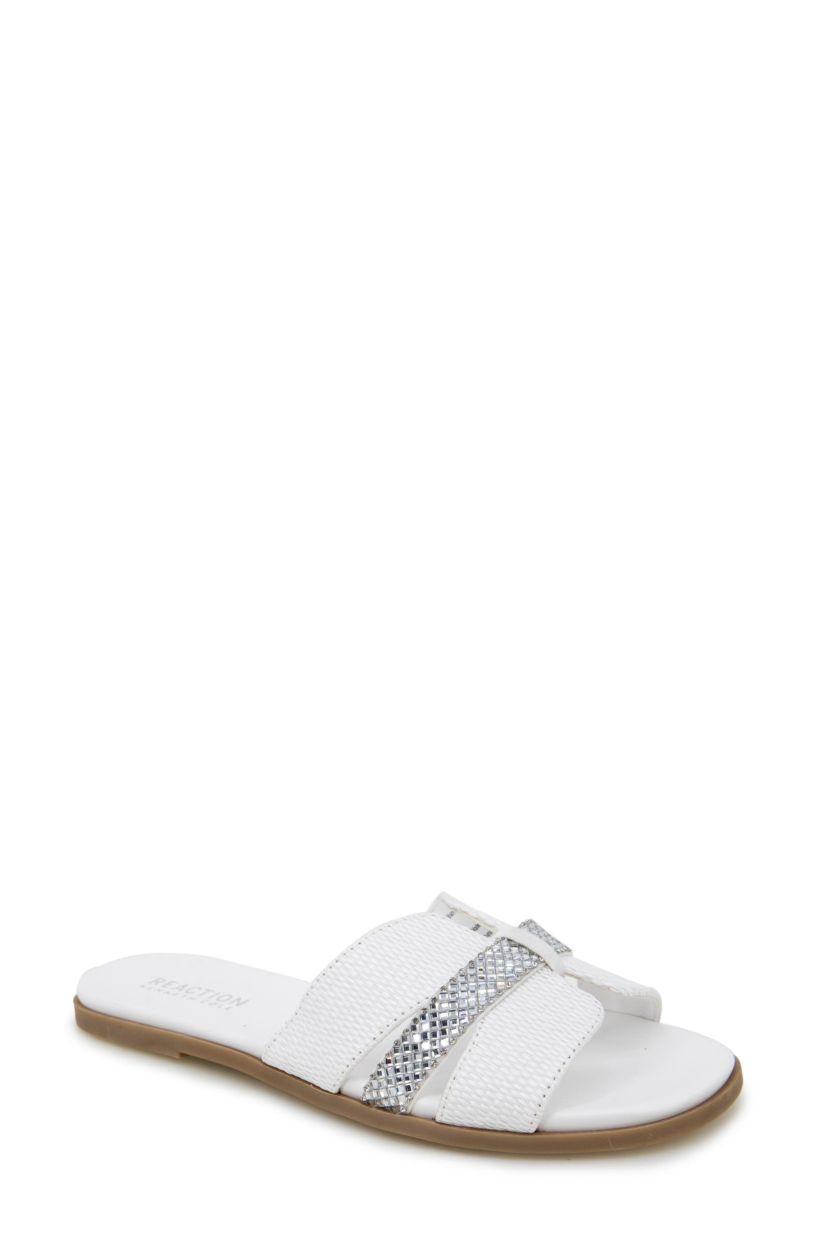 Kenneth Cole Reaction Whisp Rhinestone Sandal, Main, color, White Weave