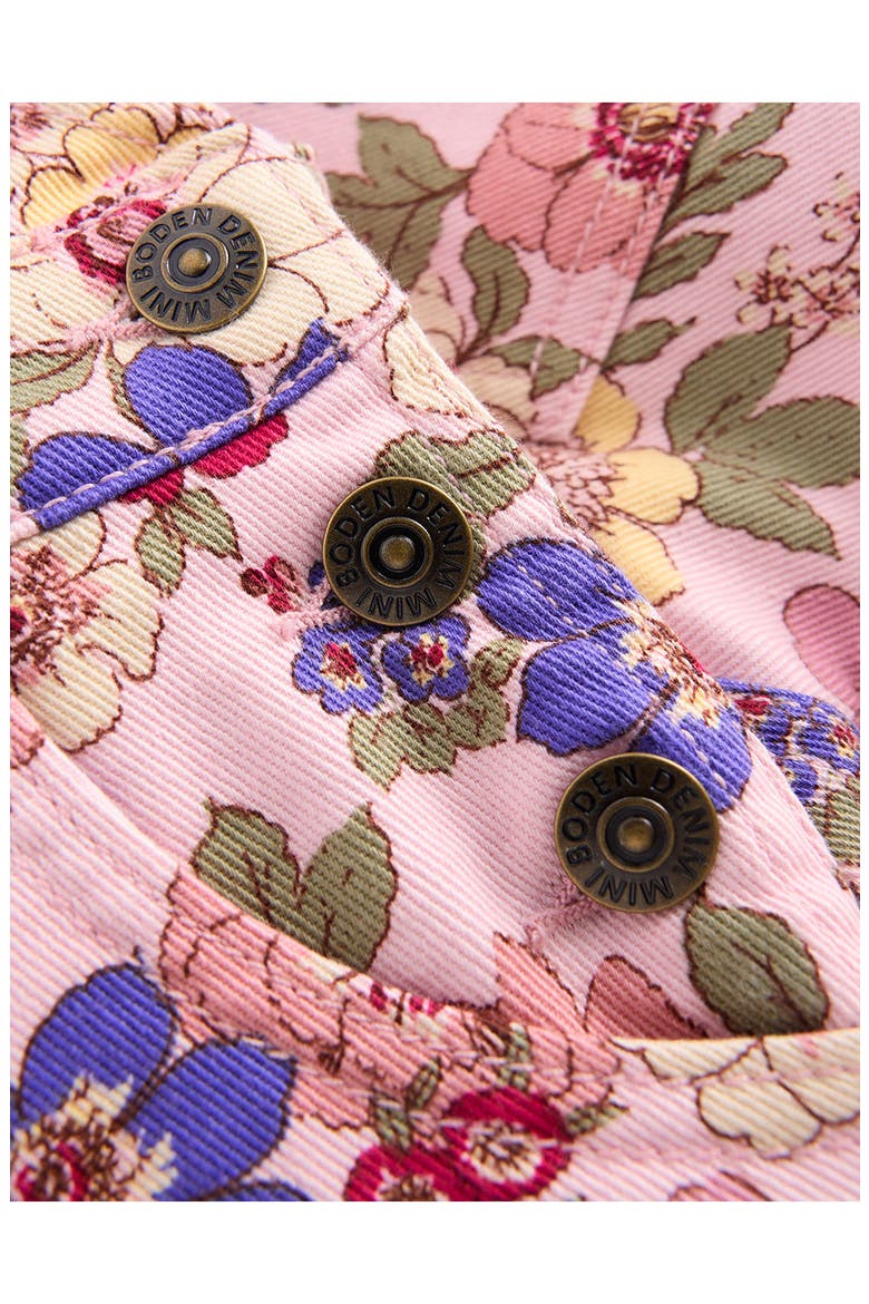 Kids' Floral Denim Shortalls, Alternate, color, PINK FLORAL BLOOM