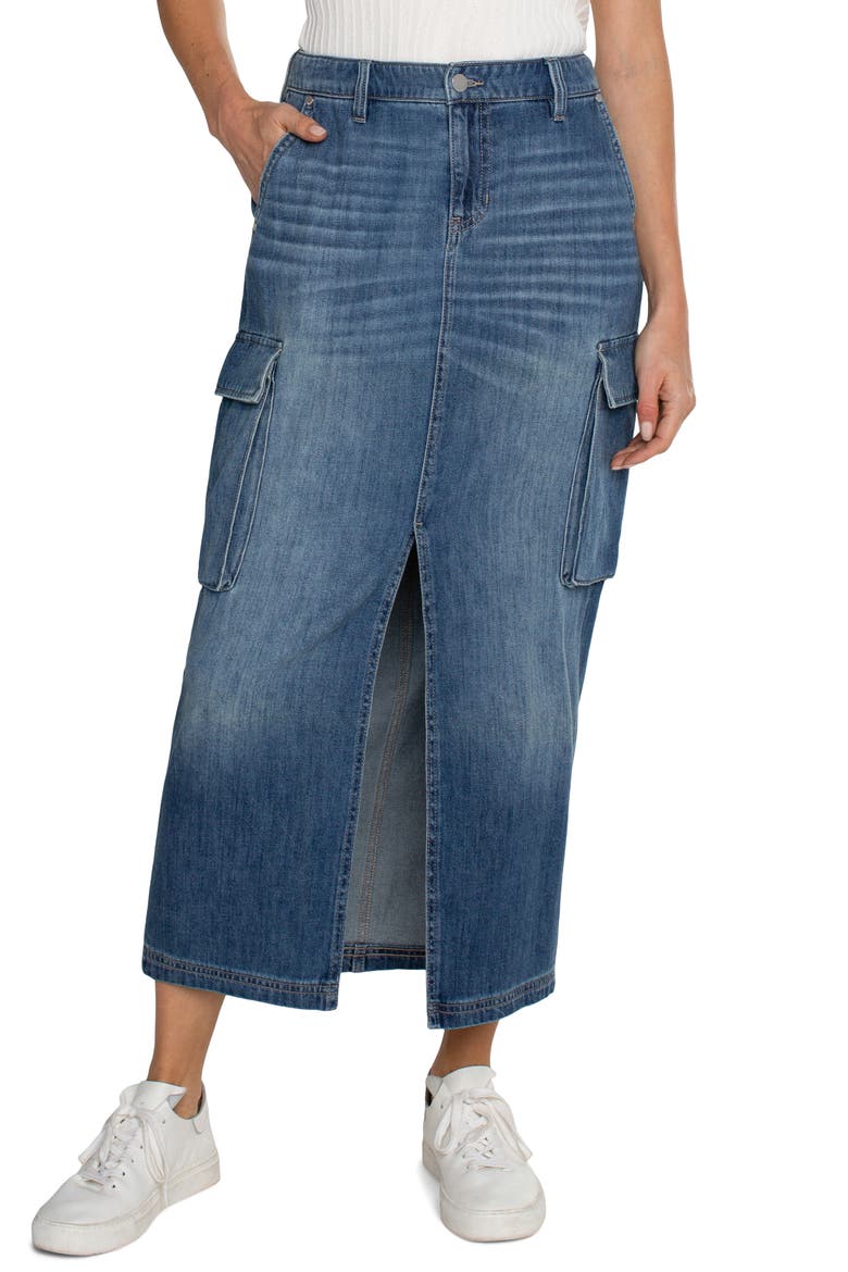 Bellow Denim Cargo Skirt, Main, color, WILLOW GLEN