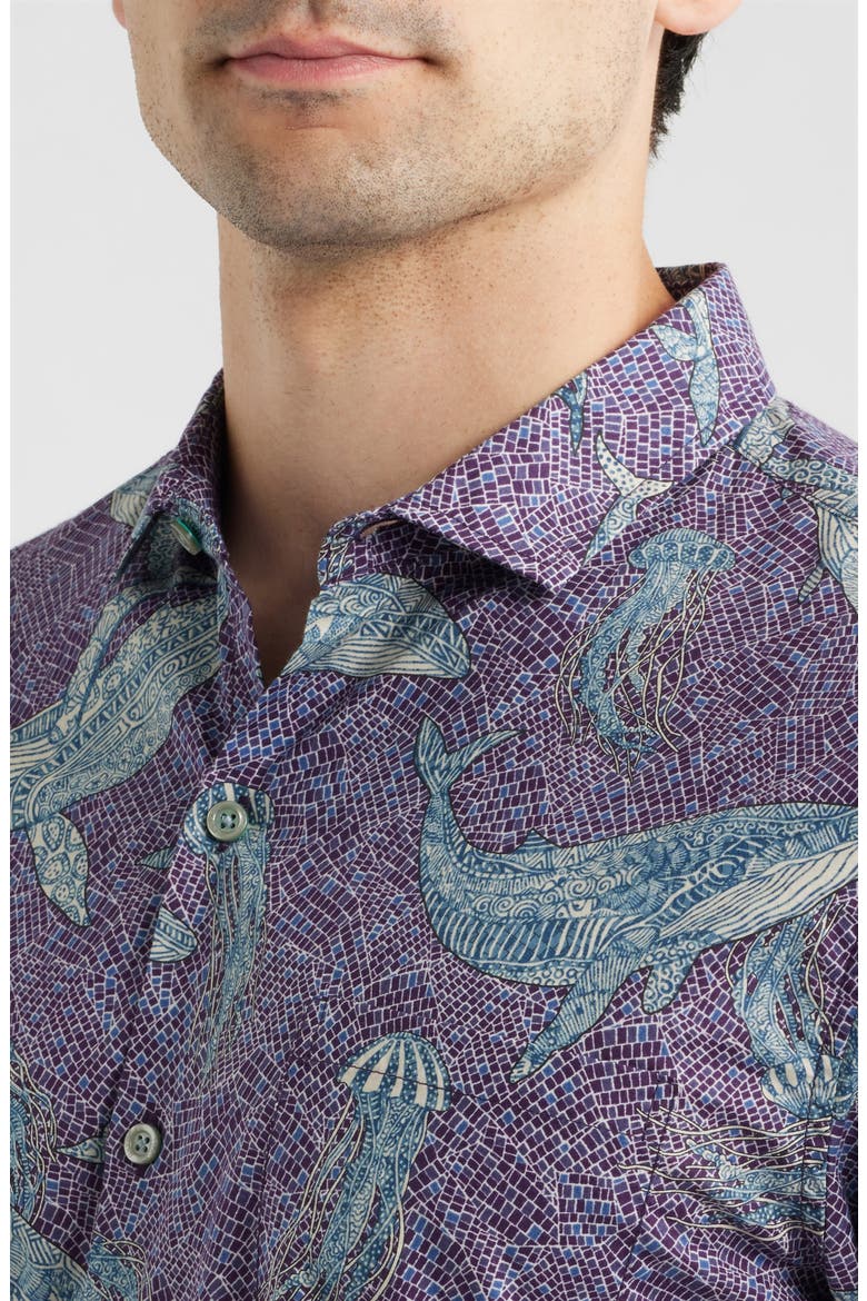 Marine Mosaic Button Down Shirt, Alternate, color, GRAPE