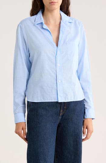 Frank & Eileen Silvio Untuckable Cotton Button-up Shirt In Blue