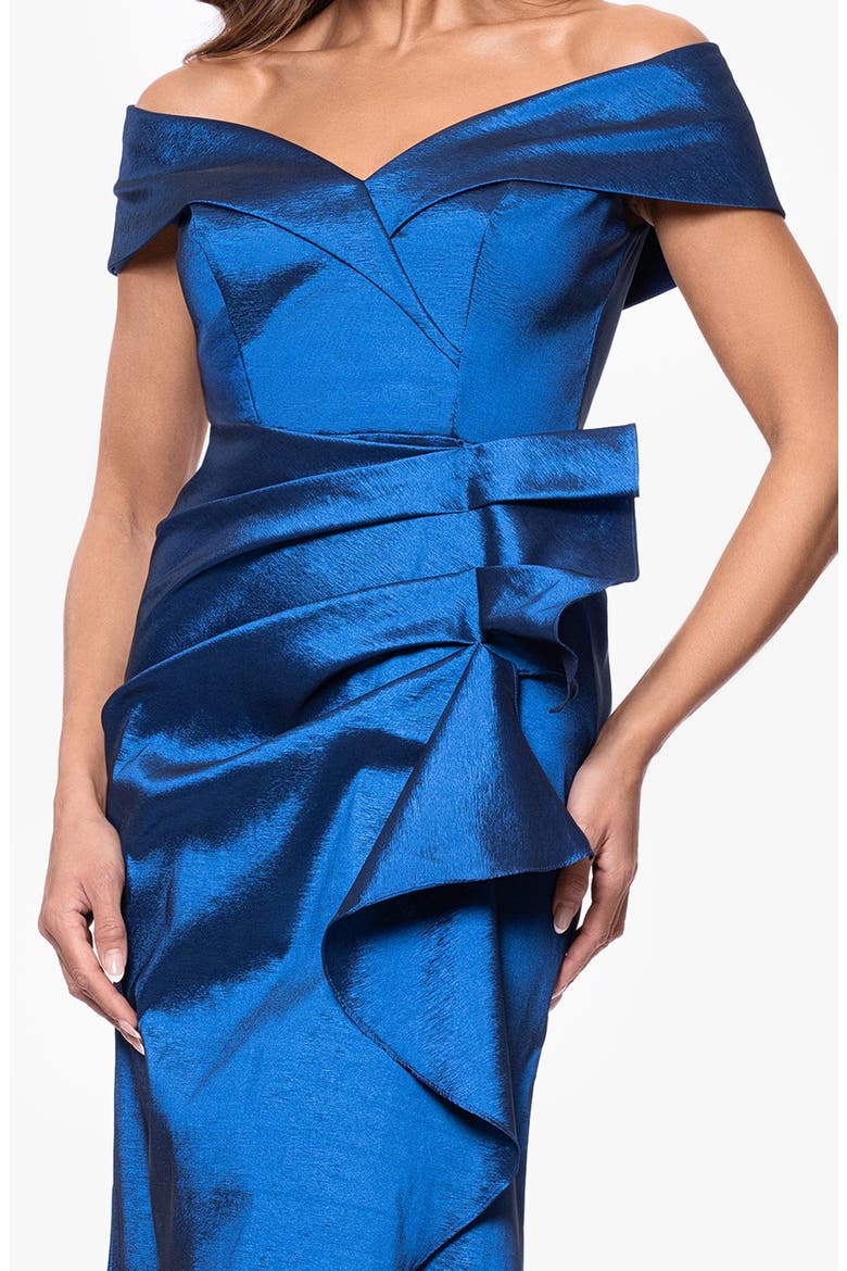 Off the Shoulder Taffeta Gown, Alternate, color, SAPPHIRE