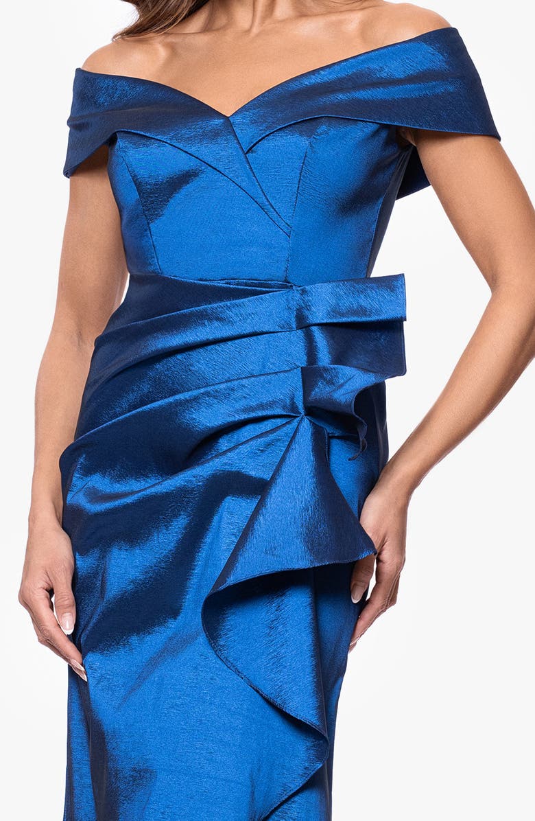 Xscape Evenings Off the Shoulder Taffeta Gown, Alternate, color, Sapphire