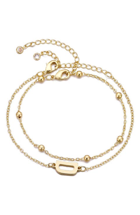 2-Piece Initial Bead Chain Bracelet Set