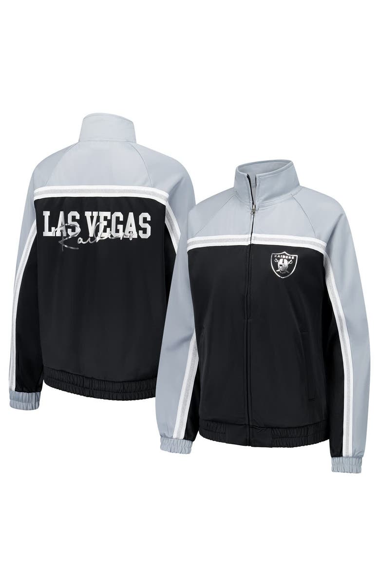 G-III 4HER BY CARL BANKS Women's G-III 4Her by Carl Banks Black Las Vegas Raiders Post Game Full-Zip Track Jacket, Main, color, Black