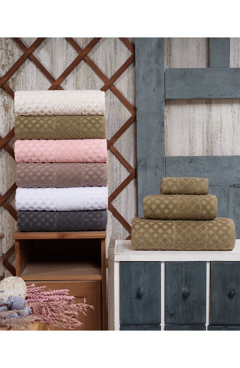 ENCHANTE HOME Glossy Turkish Cotton Bath Towel - White - Set of 2, Alternate, color, 