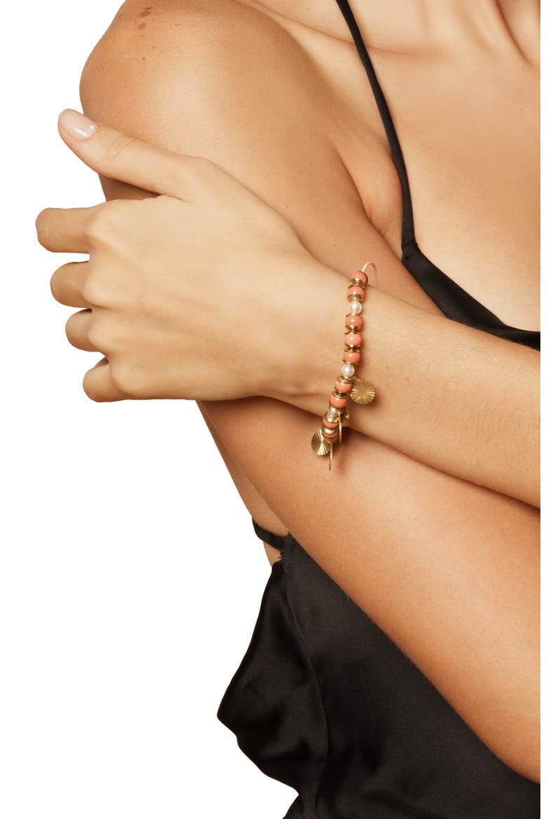 Aviva Beaded Charm Bracelet, Alternate, color, CORAL
