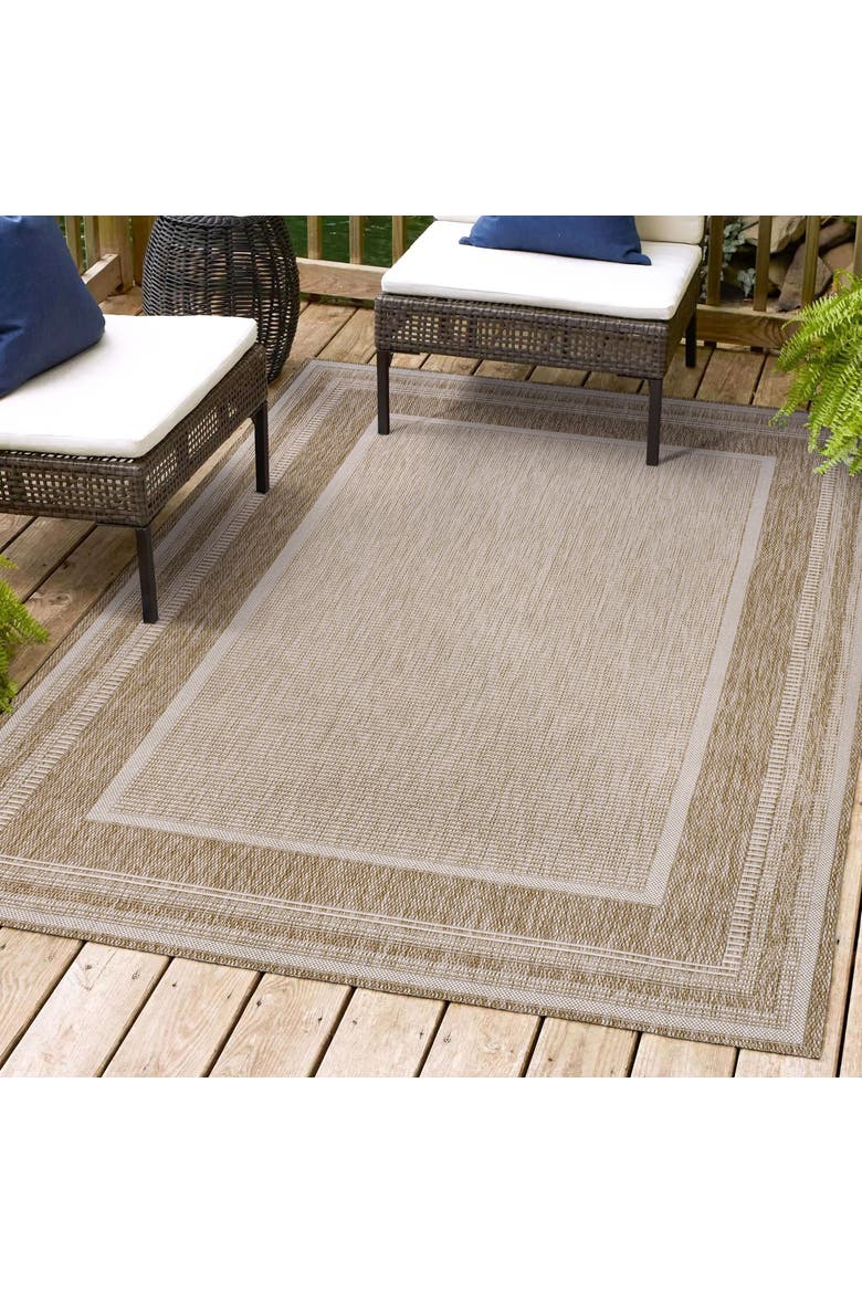 Beckett Classic Casual Border Stripe Indoor/Outdoor Area Rug, Alternate, color, Beige/Cream