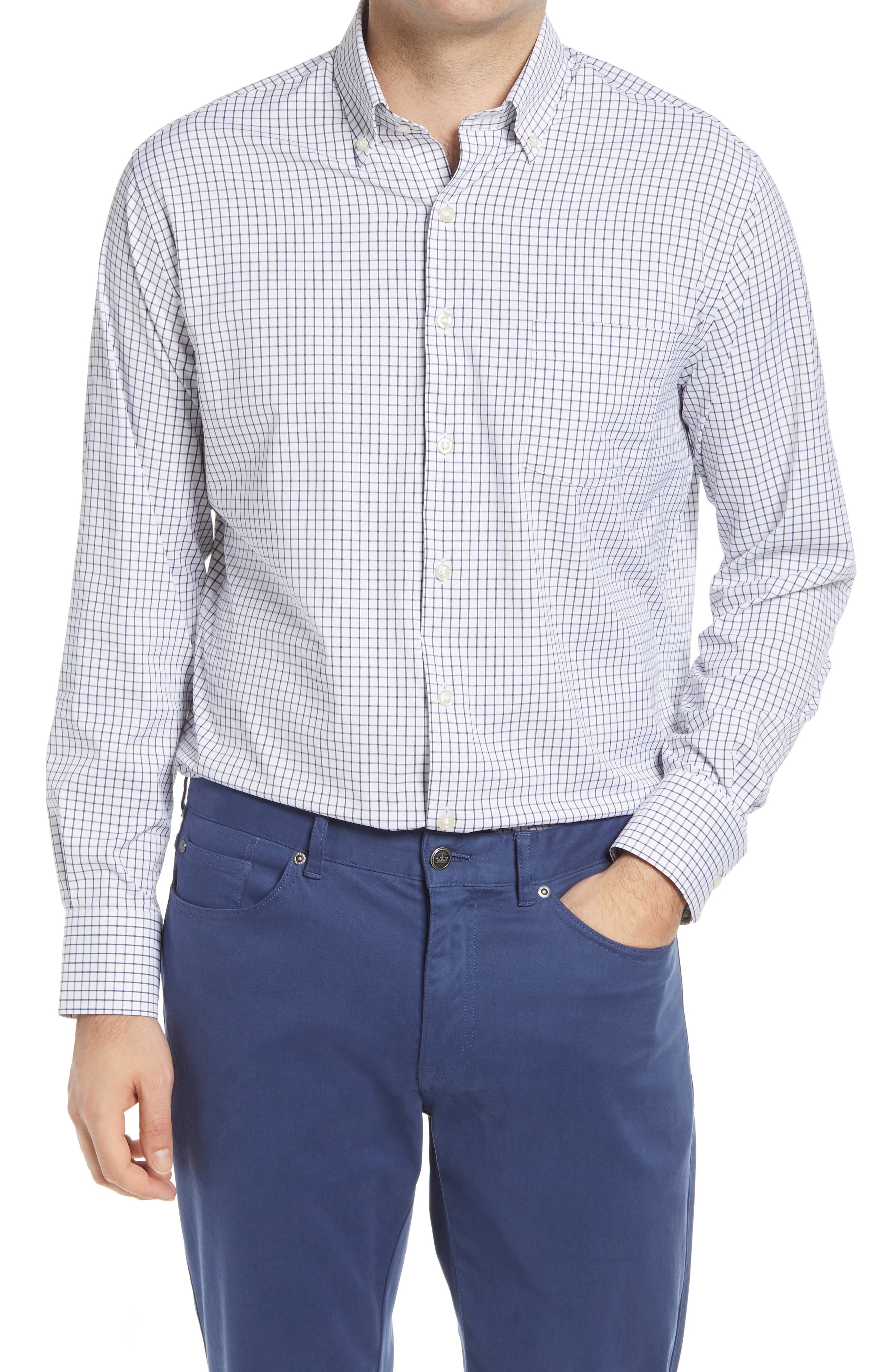 Peter Millar Captain Check Performance Button-Down Shirt (Men) | Nordstrom