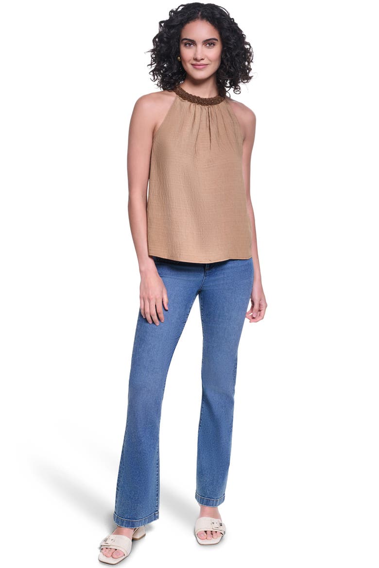 Embellished Neck Sleeveless Top, Alternate, color, CARTOUCHE