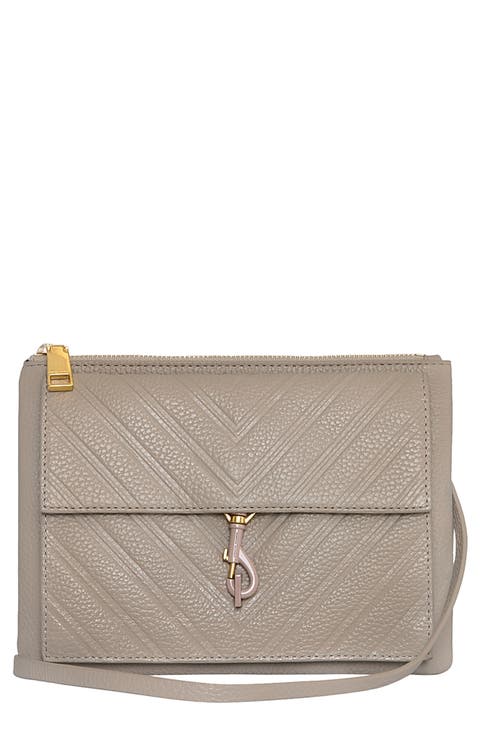 Edie Chevron Embossed Leather Top Zip Crossbody Bag