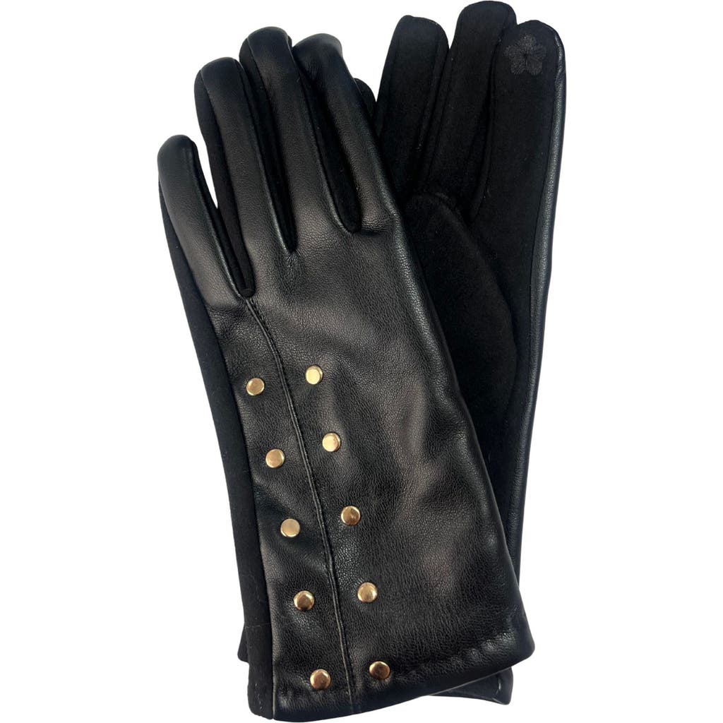 Marcus Adler Studded Faux Leather Touchscreen Compatible Gloves In Black
