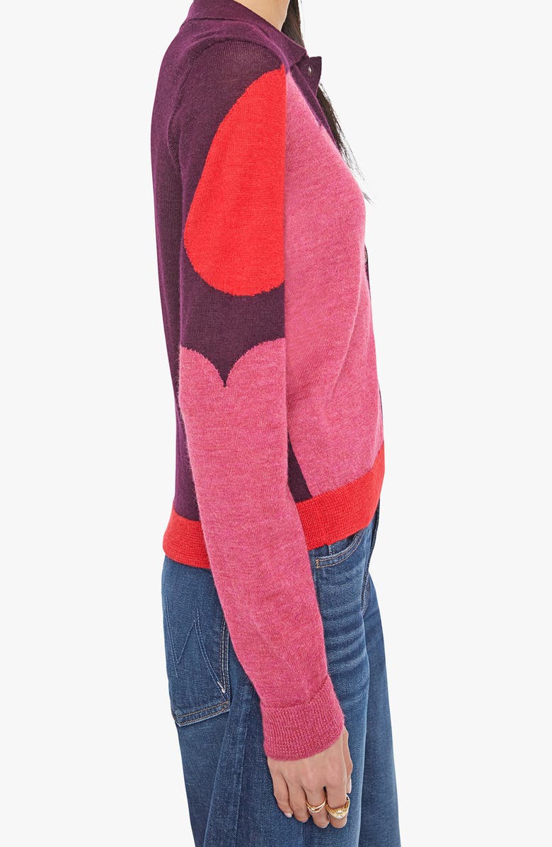 MOTHER The Racquet Abstract Print Alpaca Cardigan, Alternate, color, Pop Art