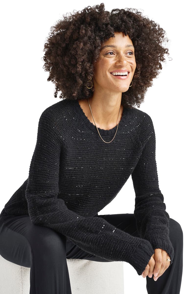 Splendid Maisie Sequin Stripe Sweater, Alternate, color, 