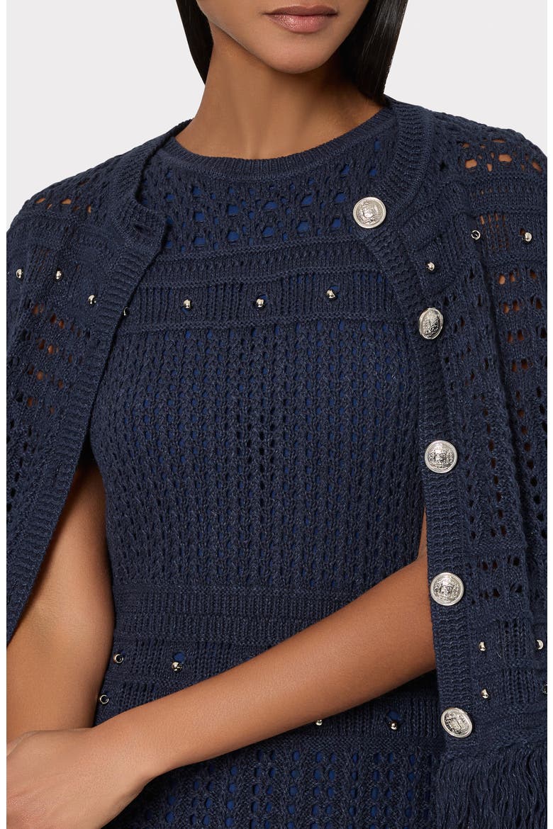 Beaded Fringe Sleeveless Knit Minidress, Alternate, color, NAVY