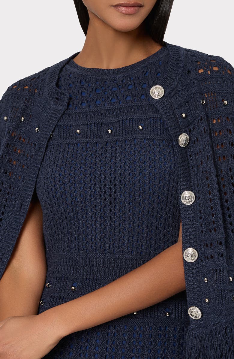 Milly Beaded Fringe Sleeveless Knit Minidress, Alternate, color, Navy