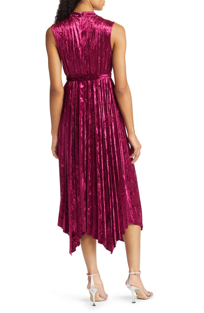 Tahari ASL Halter Neck Crushed Velvet Midi Dress, Alternate, color,