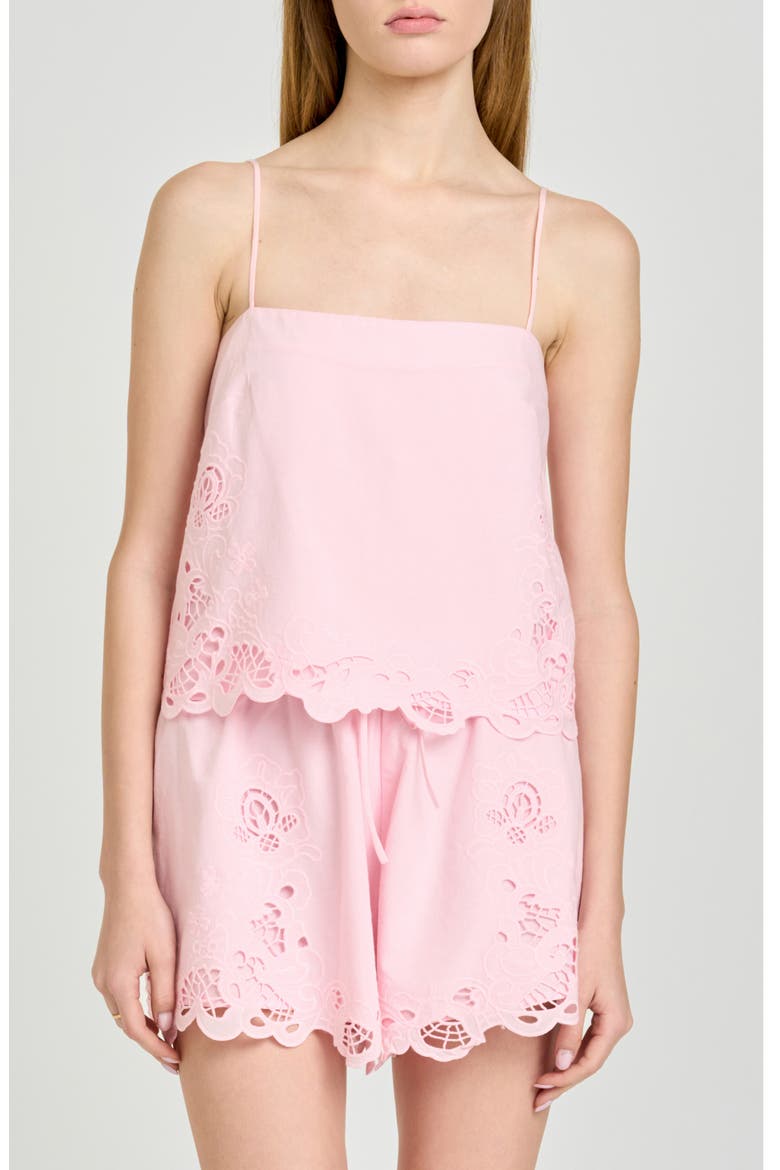 x Hannah Lovey Porter Lola Embroidered Detail Cotton Camisole (Nordstrom Exclusive), Main, color, LIGHT PINK