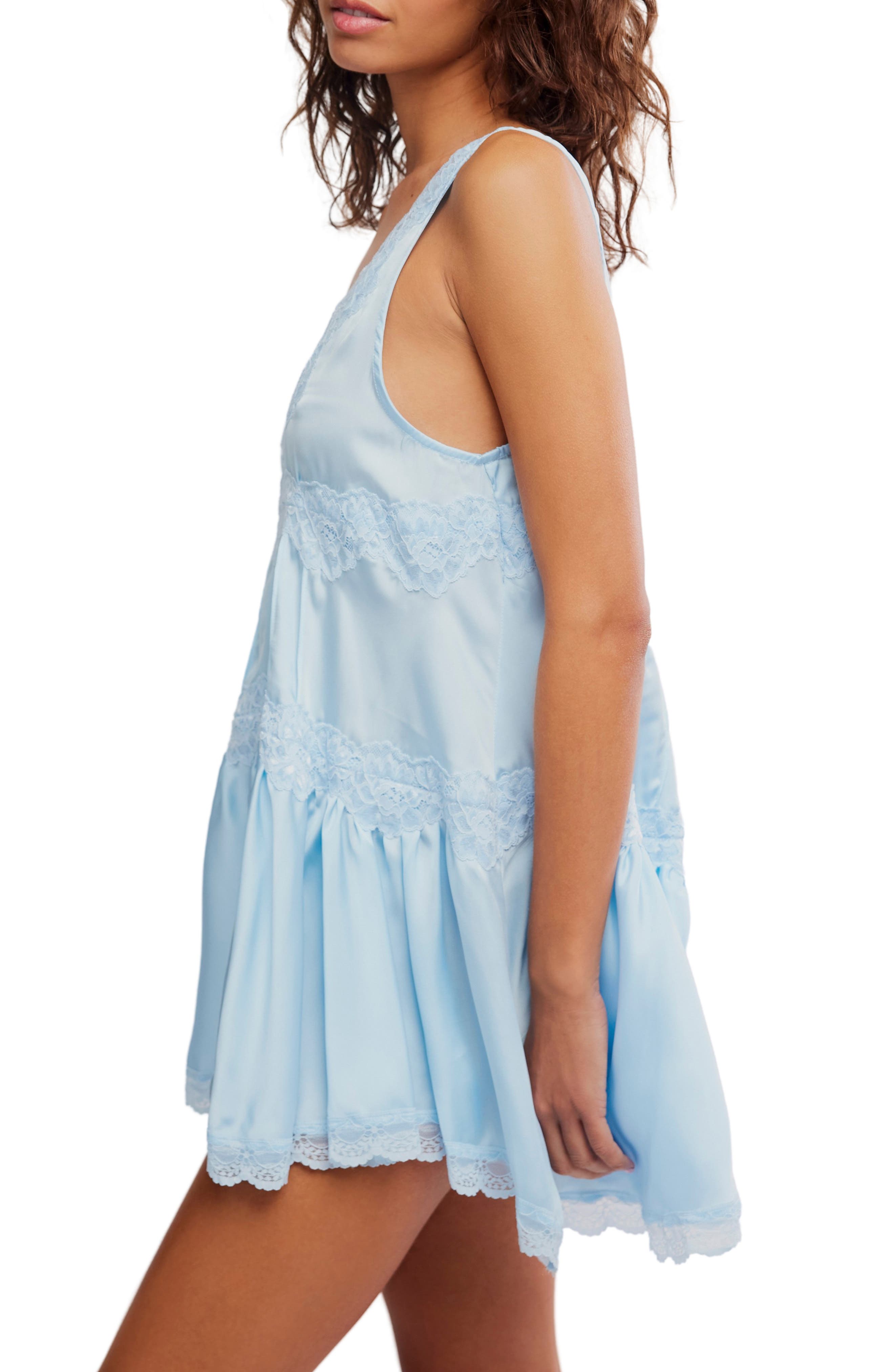 Free People Lace Trim Satin Mini Slipdress — фото 3