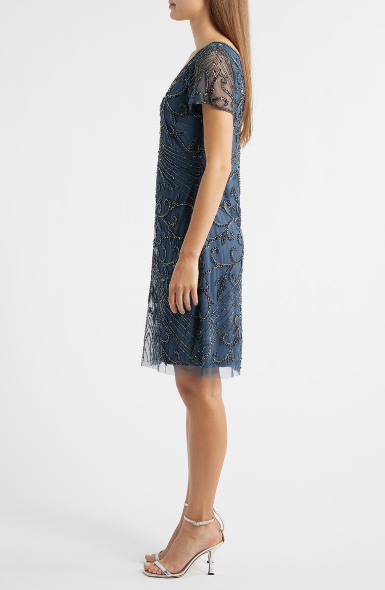 Pisarro Nights Beaded Double V-Neck Dress, Alternate, color, Grey