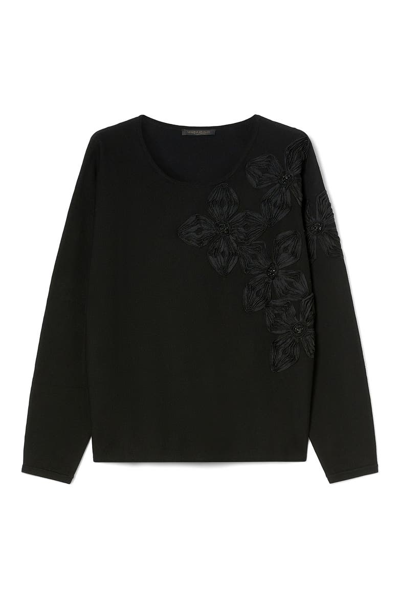 Ravello Floral Embroidered Sweater, Alternate, color, BLACK