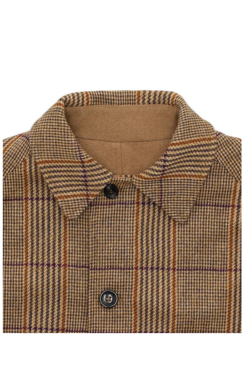 Stanford Check Wool Double-Faced Single-Breasted Coat, Alternate, color, BEIGE