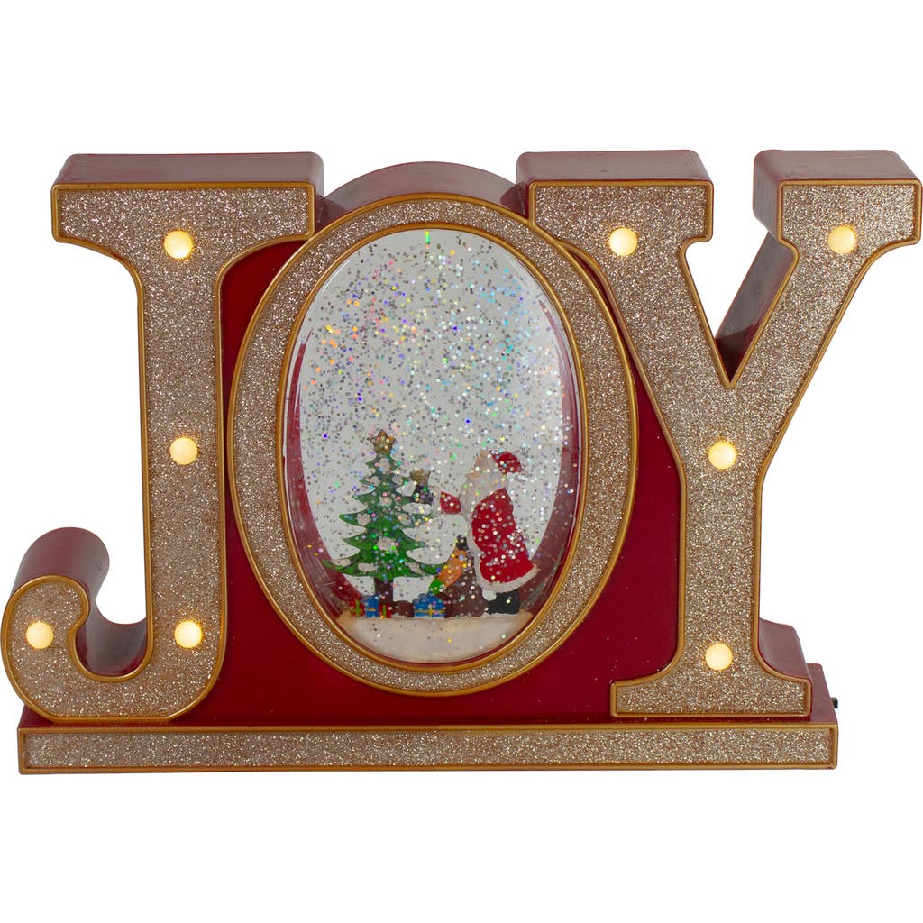 Northlight Led Lighted Joy Christmas Glitter Snow Globe In Red