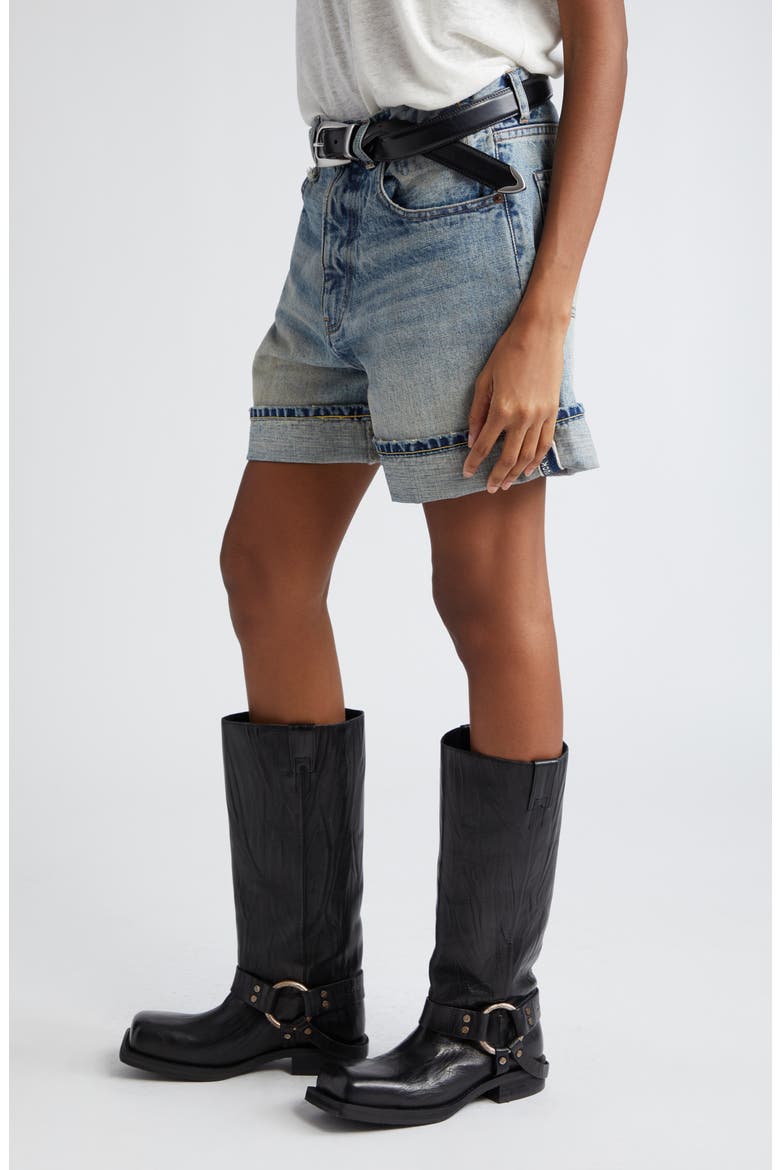 Nina Distressed Cuffed Denim Shorts, Alternate, color, VINTAGE FYYFF SELVEDGE