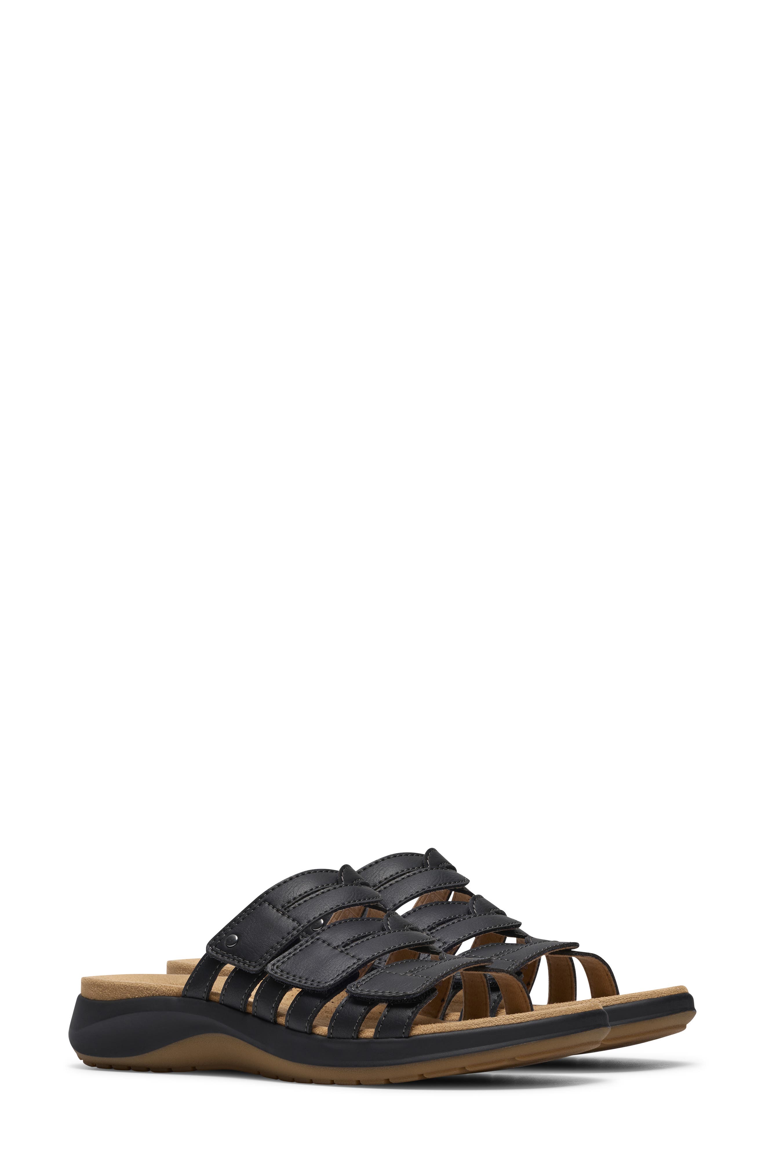 Clarks<sup>®</sup> Maelynn Abby Sandal - Wide Width Available, Alternate, color, Black Leather