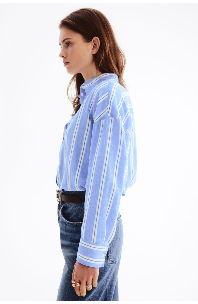H&M Oversized Linen-blend Shirt, Alternate, color, Blue/Striped