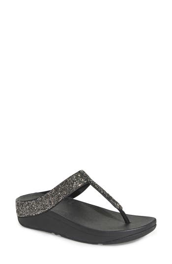 Fitflop Fino Quartz Wedge Flip Flop In Black