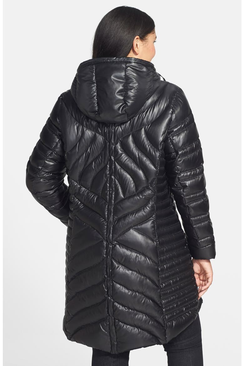 Hooded Packable Goose Down Walking Coat, Alternate, color, BLACK/ BLACK