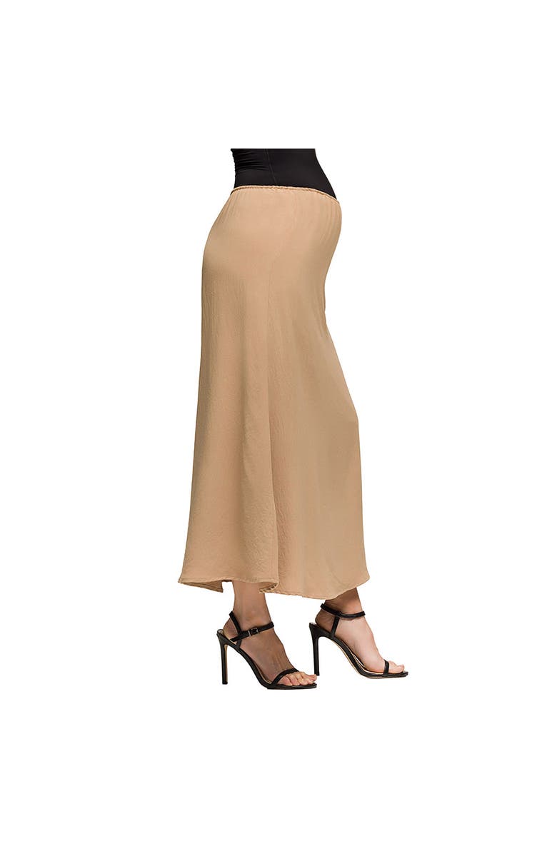 24seven Comfort Apparel Maternity Elastic Waist A-Line Maxi Skirt, Alternate, color, Nude