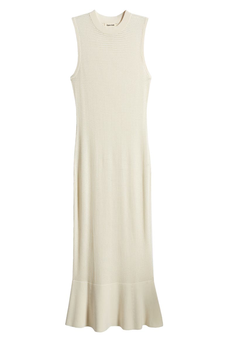 Sheer Open Knit Midi Sweater Dress, Alternate, color, IVORY DOVE