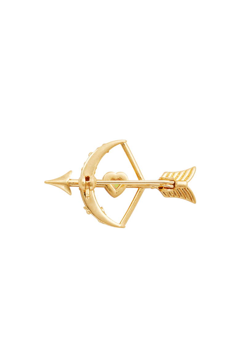 Cupids Bow & Arrow Brooch, Alternate, color, Gold