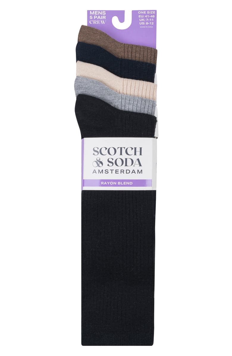 Scotch & Soda 5-Pack Crew Socks, Alternate, color, Black
