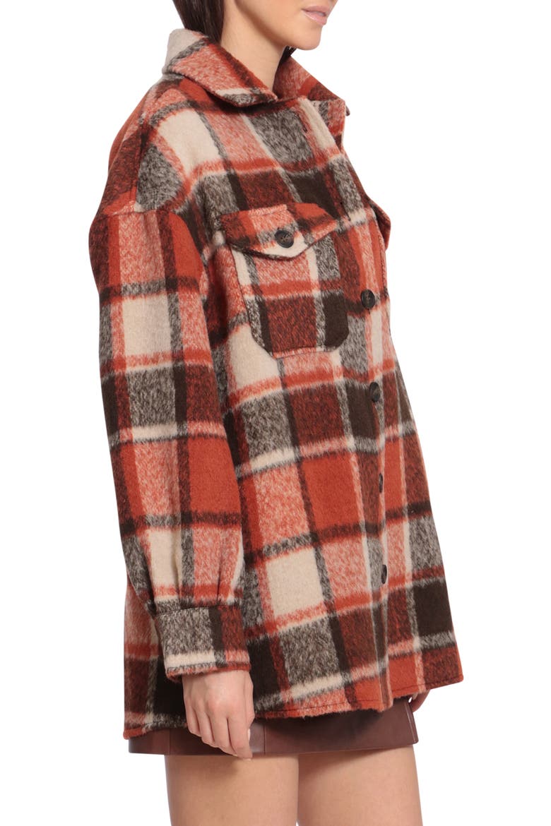 Plaid Boyfriend Shacket, Alternate, color, CREAM/ RUST/ ORANGE