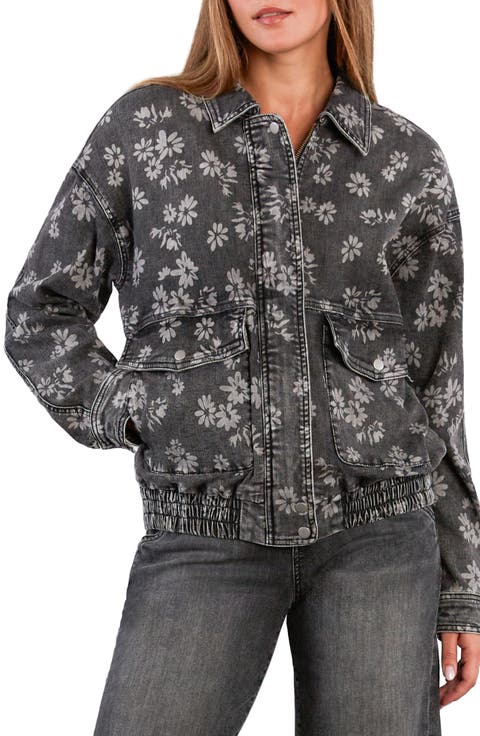 Floral Stretch Denim Jacket