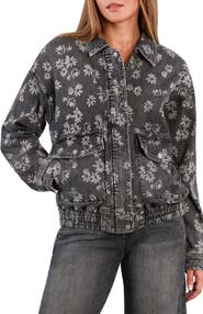 HINT OF BLU Floral Stretch Denim Jacket