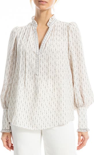 Ruffle V-Neck Long Sleeve Top