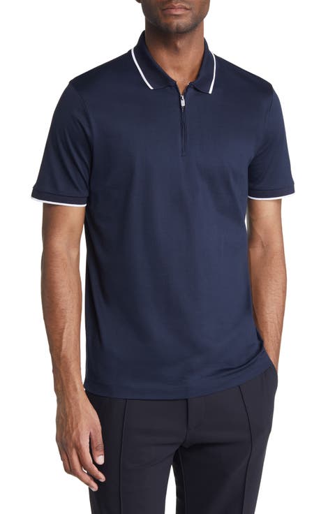 Polston Tipped Zip Polo