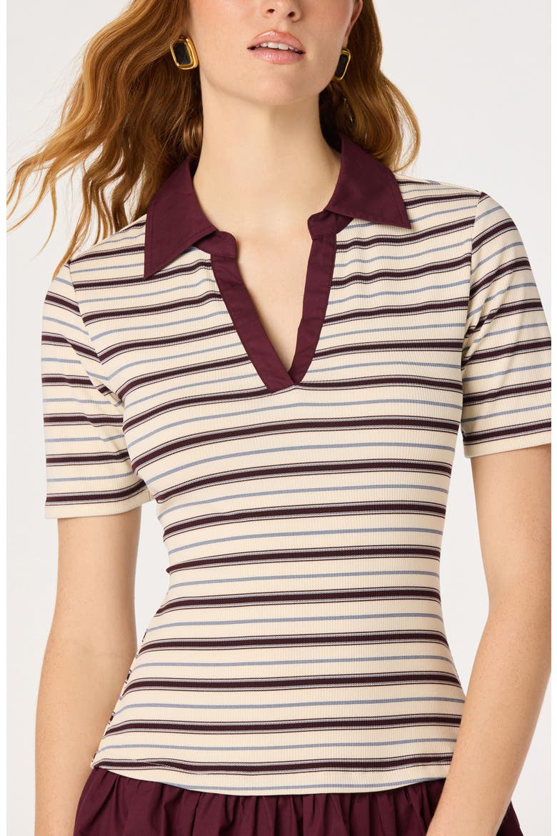 Emmalee Mixed Media Bubble Hem Minidress, Alternate, color, BURGUNDY STRIPE