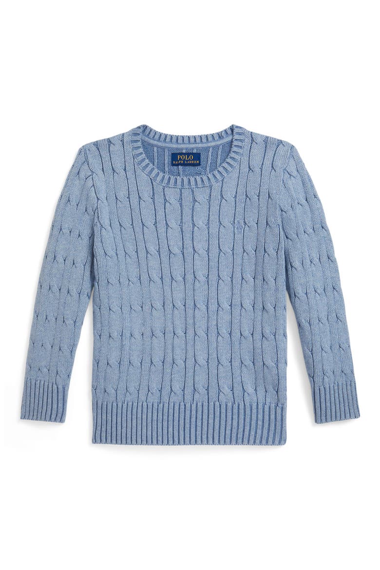 Kids' Cable Stitch Sweater, Main, color, BLUE HEATHER