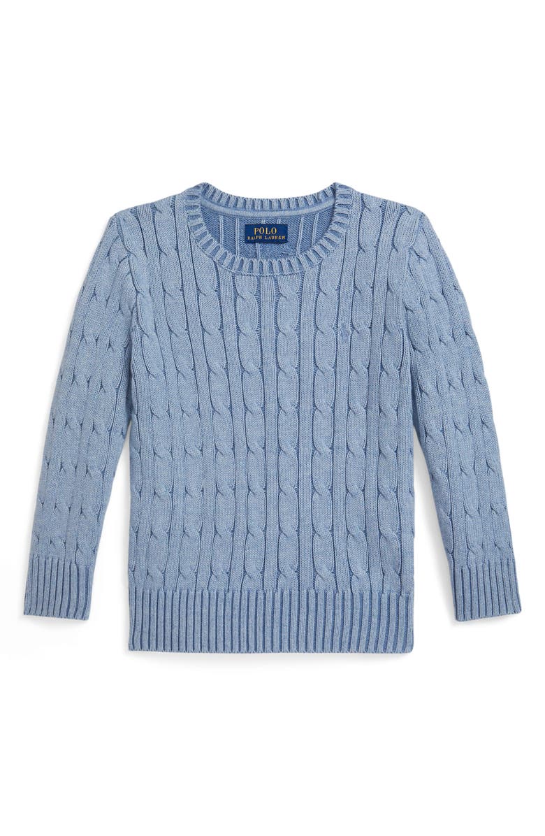 Polo Ralph Lauren Kids' Cable Stitch Sweater, Main, color, Blue Heather