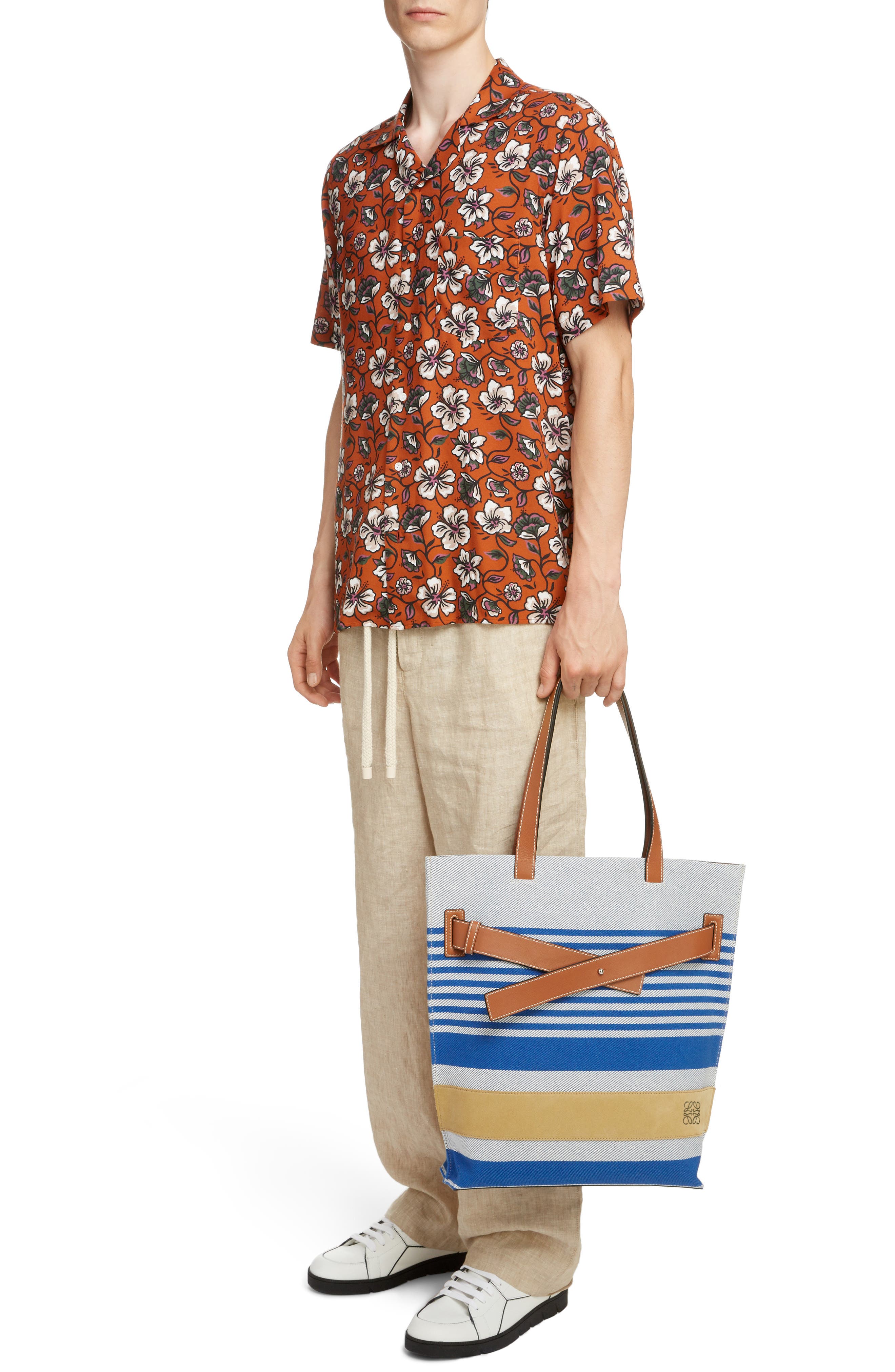 Loewe Stripe Twill Tote Bag, Alternate, color, 