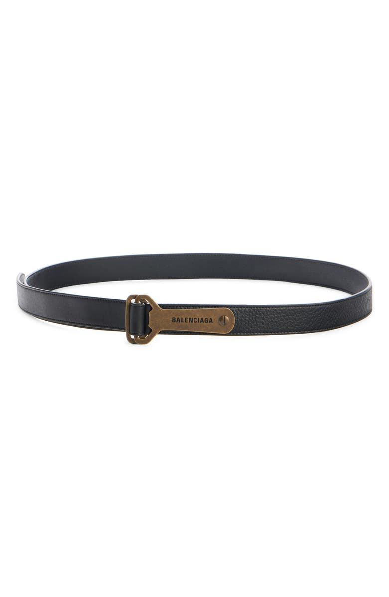 Balenciaga Bottle Opener D-Ring Leather Belt, Main, color, 1000 Black